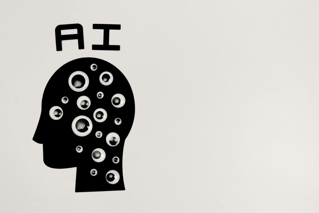 pexels-photo-8849295-8849295-1 Abstract illustration of AI with silhouette head full of eyes, symbolizing observation and technology.